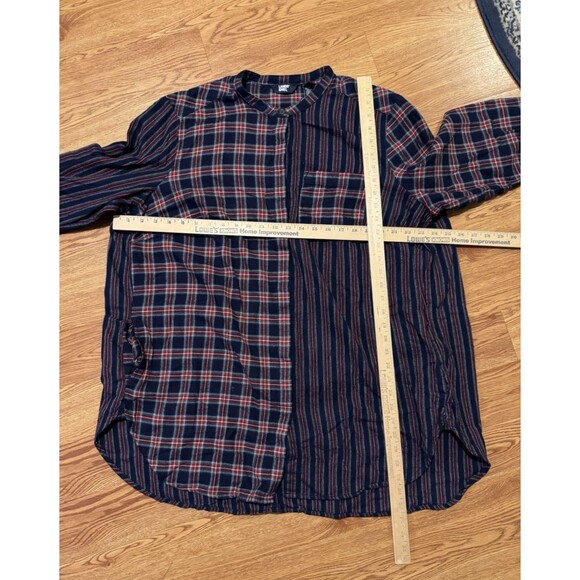 Lands' End Flannel Sz 1X A-Line Tunic Top Tartan Sides Pockets Plaid Cotton - Picture 7 of 7